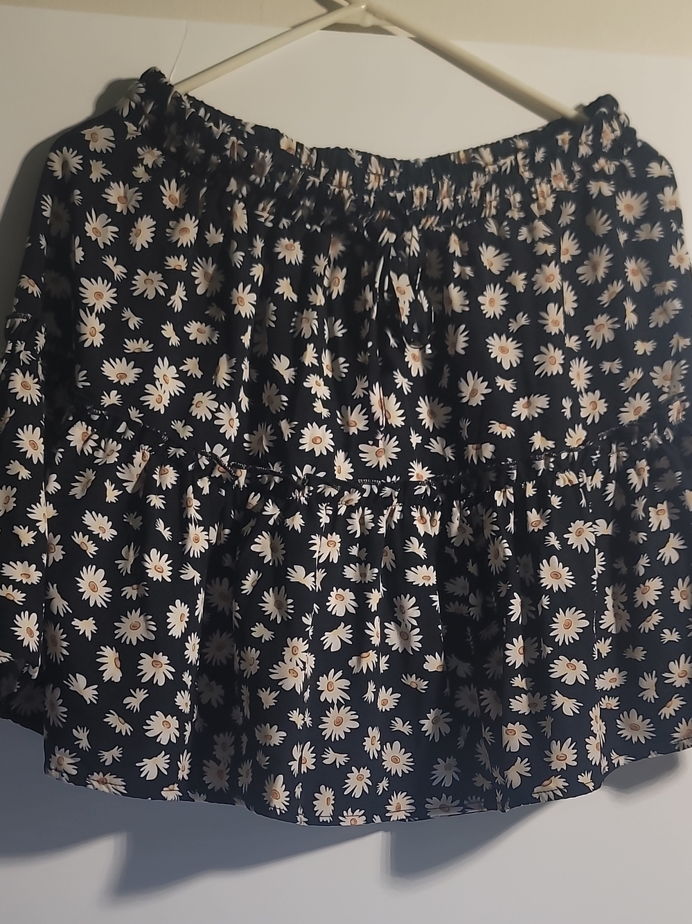 Daisy Print Tiered Mini Skirt - Navy